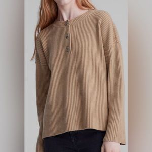 Club Monaco Cashmere Blend Ribbed Henley Sweater M *NEW*